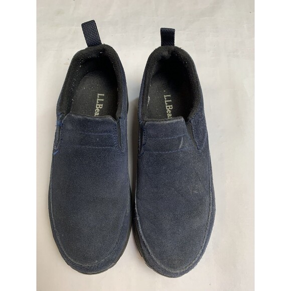 LL Bean Womens Comfort Mocs Size 6 Navy Blue Suede Slip On Water Resistant Shoe - Picture 1 of 8